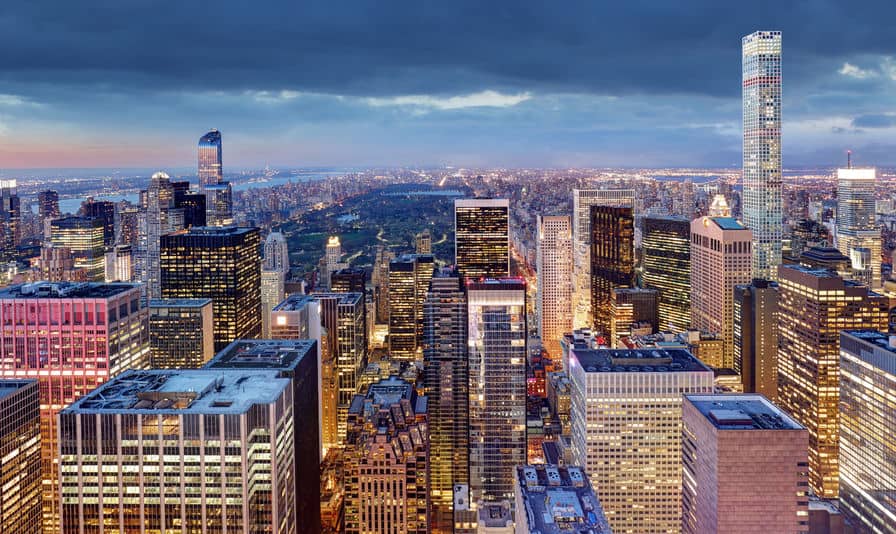 new york city lit up at night