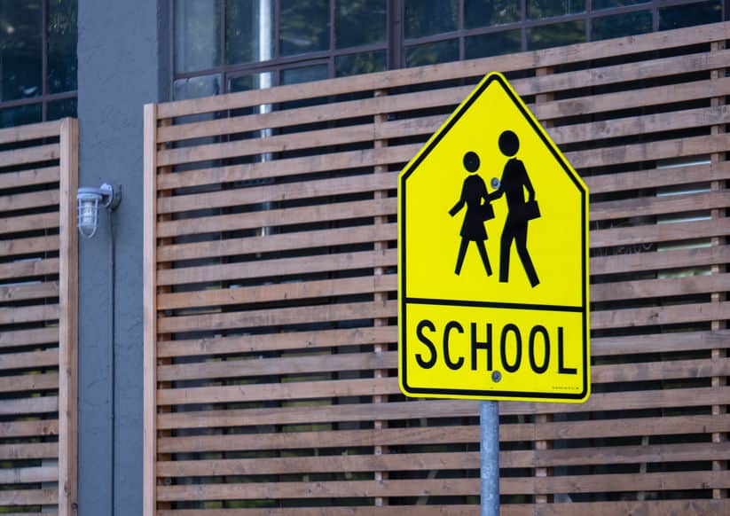 School zone warning sign