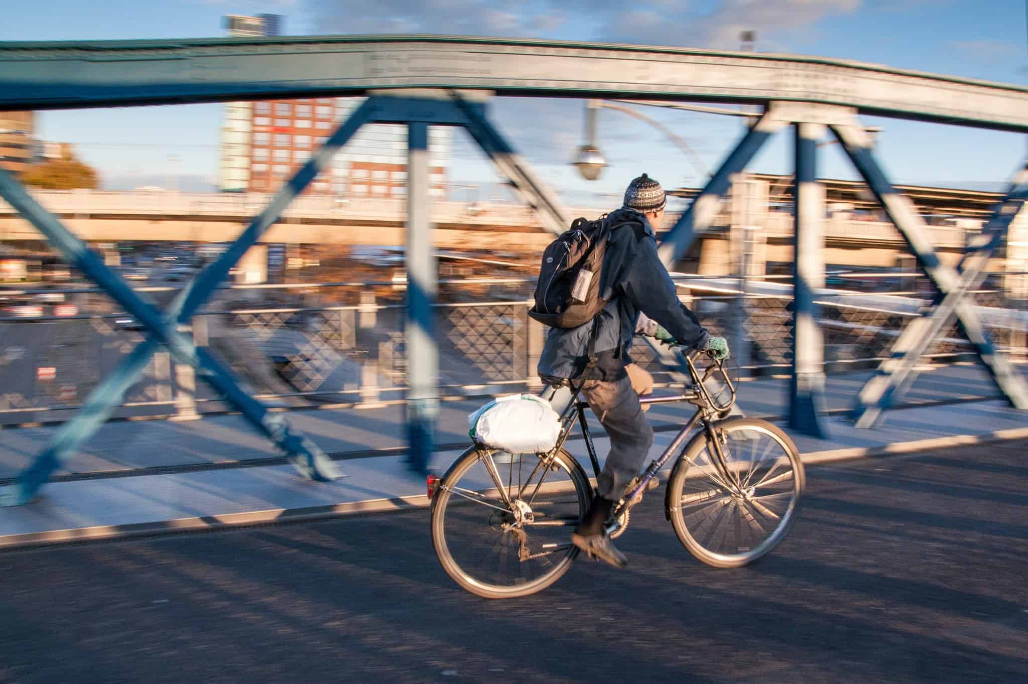 person on a bike just before a bike accident